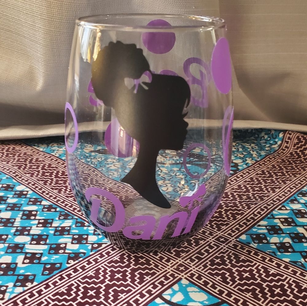Black Barbie Wine Glass *Customizable*
